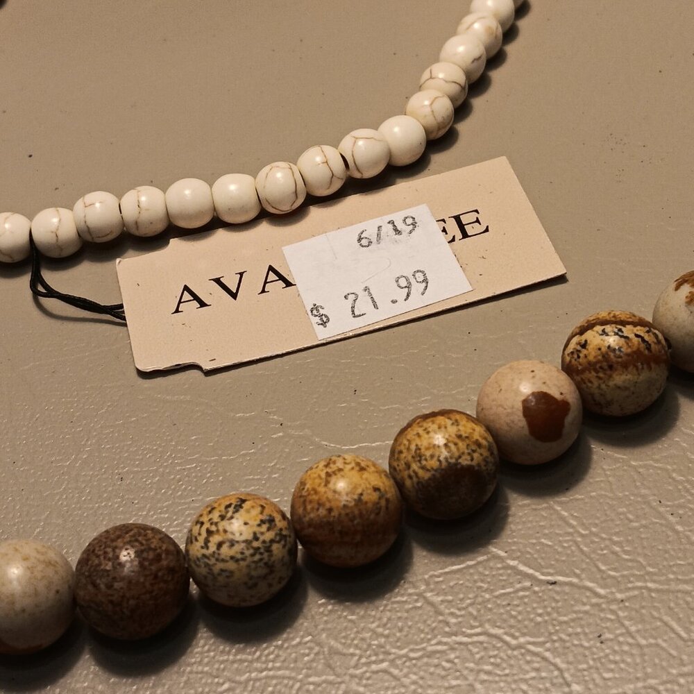 Ava Renee natural tones stone beads necklace & filigree leaf earrings - NWT - - Picture 3 of 9